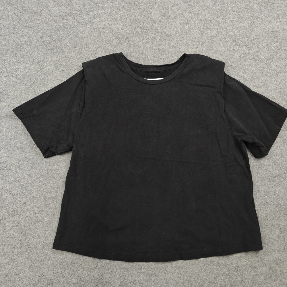 Pistola T-Shirt Womens Medium Black 100% Cotton Jersey Crew Neck Shoulder Pads
